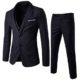 Allthemen Herren 3-Teilig Anzug Slim Fit Zwei Knöpfe Anzughose Anzugweste Schwarz Small