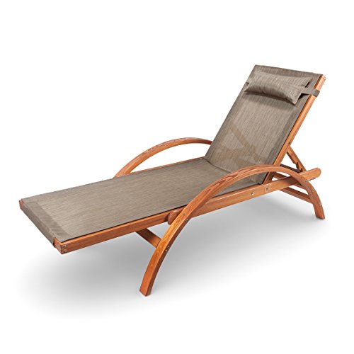 Ampel 24 Liegestuhl Caribic | Verstellbare Rückenlehne | 100% wetterfeste Gartenliege | Sonnenliege mit Armlehnen | Gartenmöbel aus vorbehandeltem Holz