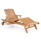 DIVERO GL05660  Mehrfach verstellbare Sonnenliege Gartenliege Relaxliege Liege Holzliege Teak Holz mit Armlehnen Tablett für Garten Terrasse Balkon Sauna witterungsbeständig behandelt massiv natur