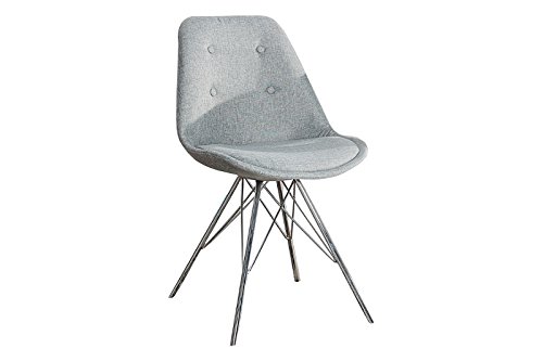 DuNord Design Esszimmerstuhl Stuhl NEW STOCKHOLM grau Strukturstoff Chrom Retro Design Küchenstuhl