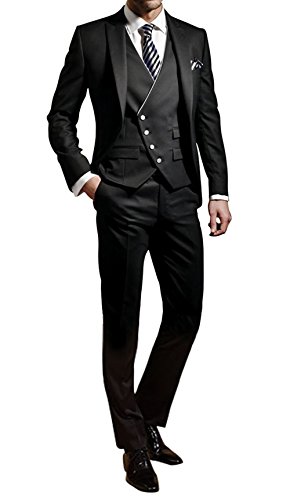 GEORGE Herren Anzug Tuxedos Smokingsakko Anzuege 3-Teilig Anzug Sakko,Anzug Hose,Weste 114,XXL, Dunkelgrau grau