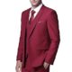 Herren Anzug Regular Fit Business Anzüge 3-Teilig Anzugjacke Anzughose Weste Rot XS