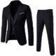 Herrenanzug Herren Slim Fit 3-Teilig Business Anzüge mit Weste Sakko Anzughose Schwarz S