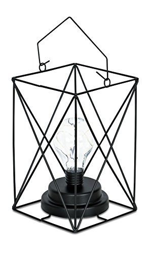 Lampe LED Metall Schwarz 12x19cm Industrie Leuchte Industrial Design Vintage Retro Tischdeko Laterne