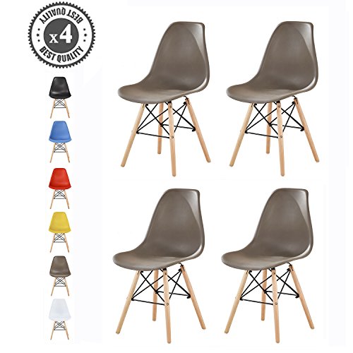 MCC Retro Design Stühle Lia im 4er Set, Eiffelturm inspirierter Style für Küche, Büro, Lounge, Konferenzzimmer Etc, 6 Farben, Kult (Taupe)