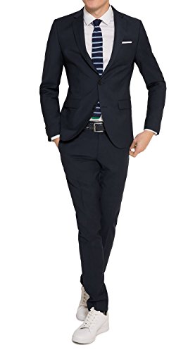 Slim Fit - Herren Anzug in Schwarz Oder Blau, Luigi/Elio (880 1420), Farbe:Blau(10);Größe:48