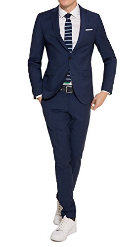 Slim Fit - Herren Baukasten Anzug aus reiner Schurwolle, Marke: Lanificio Tessile d'Oro, Jasper/Lux (CMP-9999-6730), Größe:48;Farbe:Royal Blau