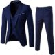 Sunshey Herren Anzug 3-Teilig Slim Fit Anzugsjacke Anzugsweste Anzugshose ein knopf Muster, Dunkelblau, DE 2XL/China 5XL