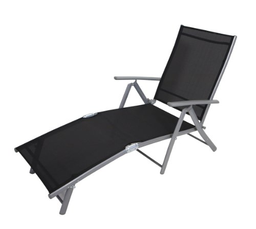 TPFGarden Deckchair Sonnenliege Acapulco klappbar + aus Stahl und Aluminium + Wetterfest | Hohe Qualität | Farbe: Schwarz