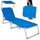 TecTake Gartenliege Sonnenliege Strandliege Freizeitliege mit Sonnendach 190cm -diverse Farben- (Blau)