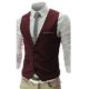 YaoDgFa Herren Weste Anzug + Fliege Smoking Sakko Anzugweste Herrenweste Herrenanzug slim fit Hochzeit feierlich Elegant- Gr. XX-Large, Wein Rot