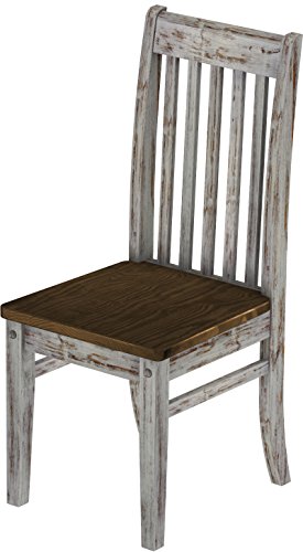 2 x Brasilmöbel Stuhl 'Klassik', 45 cm Sitzhöhe, Pinie Massivholz, Farbton Shabby LH - Eiche antik