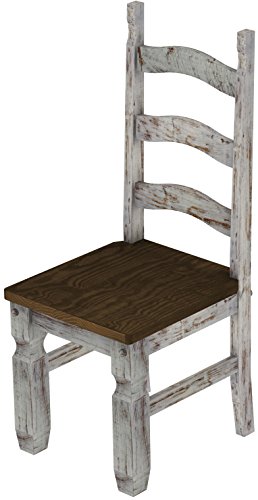 2 x Brasilmöbel Stuhl 'Mexiko', 45 cm Sitzhöhe, Pinie Massivholz, Farbton Shabby LH - Eiche antik