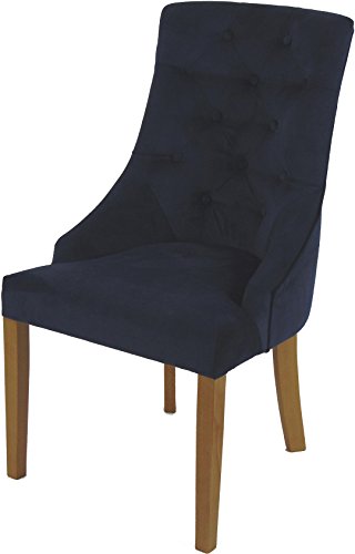 Brasilmöbel Esszimmerstuhl Chesterfield blau gepolstert Lehnstuhl Stuhl Hochlehner Polsterstuhl Sitzgruppe Essgruppe Kaffee Samt Kissen Esszimmer Wohnzimmer Küchenstuhl