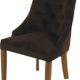 Brasilmöbel Esszimmerstuhl Chesterfield dunkelbraun gepolstert Lehnstuhl Stuhl Hochlehner Polsterstuhl Sitzgruppe Essgruppe Kaffee Samt Kissen Esszimmer Wohnzimmer Küchenstuhl