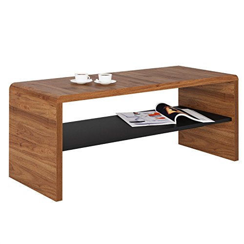 CARO-Möbel TV Lowboard Couchtisch Fernsehtisch Lenni, in Nussbaum, mit Ablagefach in Schwarz, 100 x 40 x 40 cm