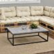 [en.casa]® Couch-Tisch Design MDF - Beton-Optik - 110x65x35cm - Beistelltisch Wohnzimmer Deko Metall Gestell