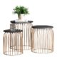 [en.casa] Stylischer Metallkorb im 3er Set - Design Beistelltisch / Couchtisch kupferfarben Metall