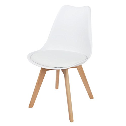 Buri Schalenstuhl Weiß Esszimmerstuhl Gepolstert Retro Sessel Küchenstuhl Schalensitz