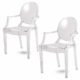 Damiware Spirit Eszzimmerstühle 2er Set | Design Stuhl mit Armlehnen | Transparent Hochwertig Verarbeitung - Komfortables Sitzen (Transparent)
