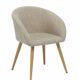 Duhome Elegant Lifestyle Esszimmerstuhl aus Stoff (Leinen) Creme Retro Design Stuhl mit Rückenlehne Beige Metallbeine Holzoptik DH0007