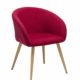 Duhome Elegant Lifestyle Esszimmerstuhl aus Stoff (Leinen) Rot Retro Design Stuhl mit Rückenlehne Metallbeine Holzoptik DH0010