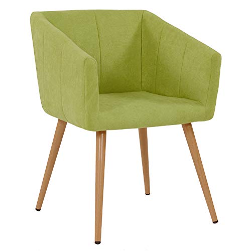 Duhome Esszimmerstuhl aus Stoff Grün Farbauswahl Retro Design Stuhl mit Rückenlehne Sessel Metallbeine 8065