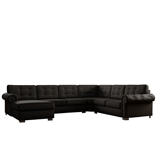 Ecksofa Chesterfield Maxi, freistehendes Polsterecke Couch Sofa, Antik Look Couchgarnitur, Wohnlandschaft, Farbauswahl (Enzo 165, Ecksofa Links)