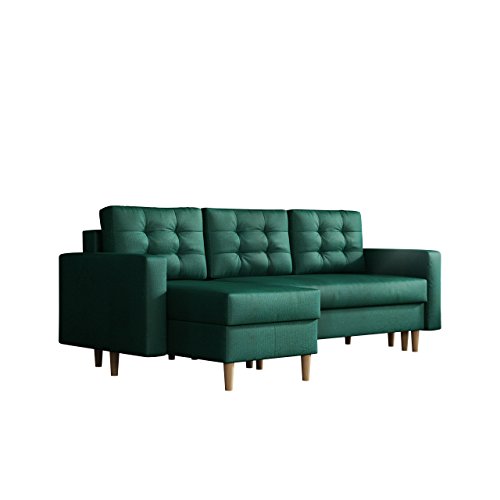 Ecksofa mit Schlaffunktion und Bettkasten Ana, Microfaser, L-Form Eckcouch, Ottomane Universal, Polstersofa, Polstergarnitur, Wohnlandschaft (Kronos 19)