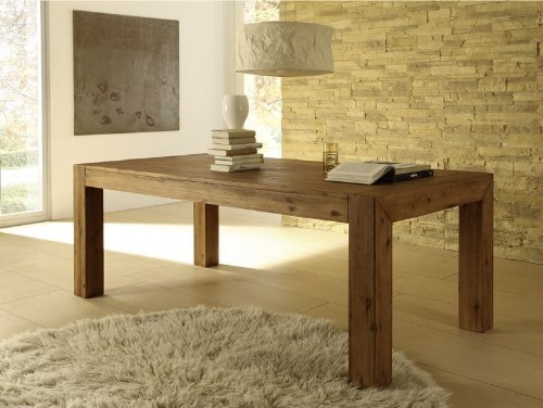 Esstisch Designer Tisch MASSIV ausziehbar 200-260x100 cm Akazie Esszimmertisch