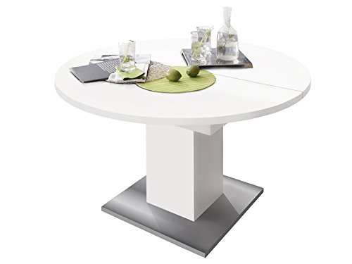 Esszimmertisch Speisentisch Esstisch Tisch Küchentisch Holztisch "Judd III" weiß matt/Edelstahloptik