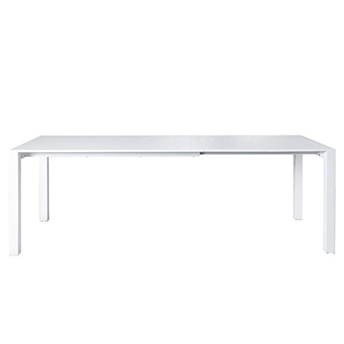 Invicta Interior Ausziehbarer Design Esstisch X7 weiß Hochglanz - Eiche 140-215 cm Tisch ausziehbar Konferenztisch Küchentisch