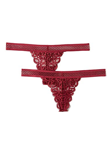 Iris & Lilly Crochet Lace G String, Rot (Rhododendron), Medium, 2er-Pack