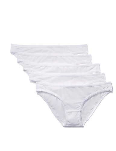 Iris & Lilly Damen Cotton Bikini Slip 5er Pack Weiß Medium