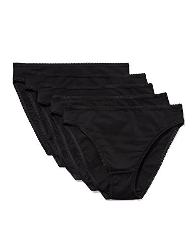 Iris & Lilly Damen Cotton Brief 5er Pack,Schwarz (Black),Small