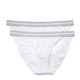 Iris & Lilly Damen Slip aus Baumwolle mit sportlichem Streifenbund, 2er Pack, Weiß (White/Grey), Medium