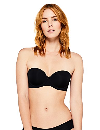 Iris & Lilly Damen Trägerloser BH Body Smooth, Schwarz (Black), 85D (Herstellergröße: 38D)