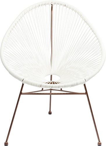 Kare Stuhl Spaghetti, Moderner Lounge Sessel im Retro-Design für Den Innen- und Outdoorbereich, weiß-Rosegold (H/B/T) 88x73x79,5cm