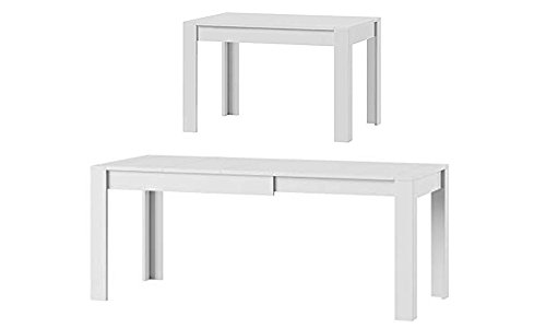 MPS praktisch Tisch SYRIUS 120-190 x 80 x 76 cm (L x B x H) im Weiß Matt für Esszimmer, 4-8 Personen Esstisch mit ausziehbarer Tischplatte auf 190 cm, ausziehbar Küchentisch, Esszimmertisch, Ausziehtisch