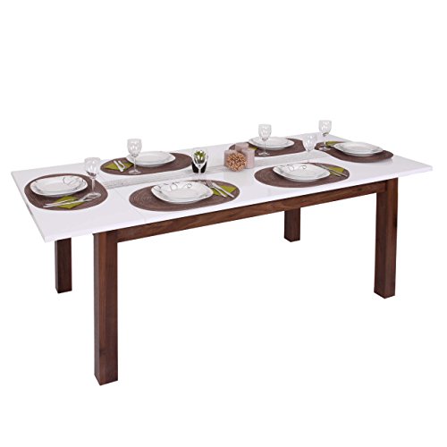 Mendler Esstisch HWC-B51, Esszimmertisch Tisch, ausziehbar Hochglanz Walnuss-Optik 160-200x90cm