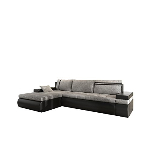 Mirjan24  Big Ecksofa Oslo, Eckcouch mit Bettkasten und Schlaffunktion, Sofa, Bettsofa, L-Form Couch, Elegante Schlafcouch, Polsterecke, Farbauswahl (Seite: Links, Soft 011 + Lawa 05)