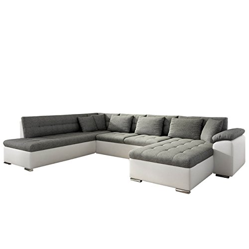 Mirjan24  Eckcouch Ecksofa Niko! Design Sofa Couch! mit Schlaffunktion! U-Sofa Große Farbauswahl! Wohnlandschaft! (Ecksofa Rechts, Soft 017 + Lux 06)