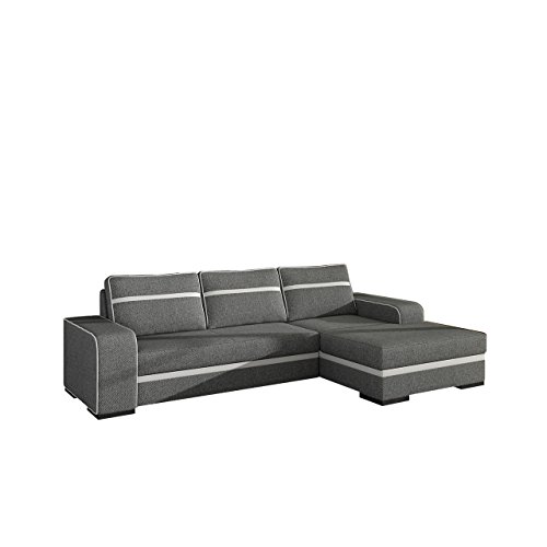 Mirjan24  Eckcouch Finn, Ecksofa mit Schlaffunktion und Bettkasten, Sofa Couch, Polsterecke L-Form Couch, Ecksofa, Wohnlandschaft (Ecksofa Rechts, Inari 94 + Soft 017)