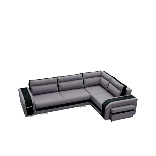 Mirjan24  Ecksofa Assan, Eckcouch mit Bettkasten und Schlaffunktion, Couch Couchgarnitur, Design Schlafsofa, Polsterecke (Ecksofa Rechts, Inari 91 + Inari 100)