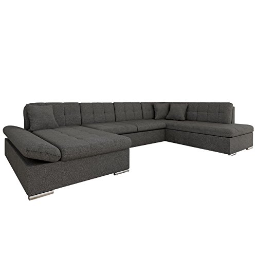 Mirjan24  Ecksofa Bergen Design Eckcouch mit Schlaffunktion und Bettkasten, Regulierbare Armlehnen, U-Form Sofa vom Hersteller, Wohnlandschaft (Boss 12, Ecksofa: Links)