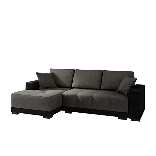 Mirjan24  Ecksofa Dallas, Elegante Eckcouch mit Bettkasten und Schlaffunktion, Polstersofa, Polstergarnitur, Farbauswahl, Wohnlandschaft (Seite: Links, Alova 04 + Alova 36)