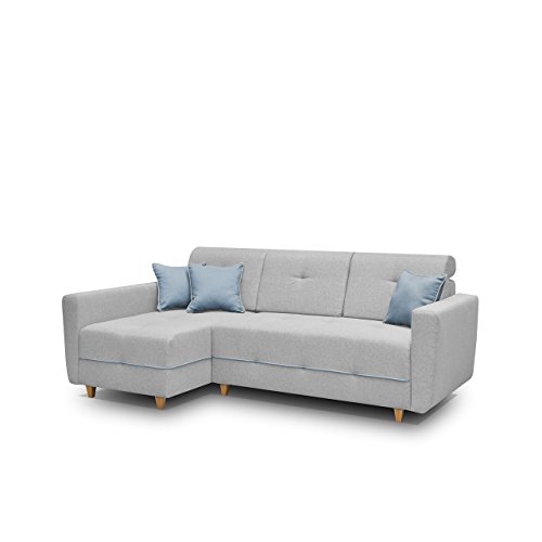 Mirjan24  Ecksofa Eckcouch Grey! Sofa Couch mit Bettkasten und Schlaffunktion, Hochelastischer Schaumstoff HR, Funktionssofa L-Form Schlafsofa Bettsofa (Ecksofa Links, Enzo 162 + Enzo 154)