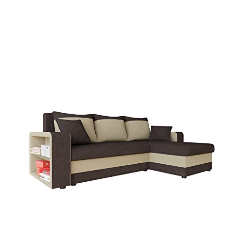 Mirjan24  Ecksofa Fano, Design Eckcouch Couch! mit Zwei Bettkasten, Schlaffunktion, Farbauswahl, Bettfunktion! Wohnlandschaft! L-Form Sofa! Seite Universal! vom Hersteller! (Alova 68 + Alova 07)