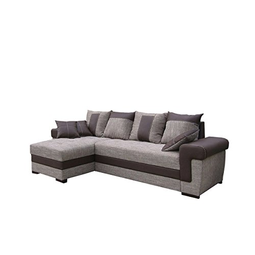 Mirjan24  Ecksofa Quincy, Eckcouch mit Bettkasten und Schlaffunktion, Sofa, Bettsofa, L-Form Couch, Hochelastischer Schaumstoff, Polsterecke (Seite: Links, Soft 066 + Lawa 02)