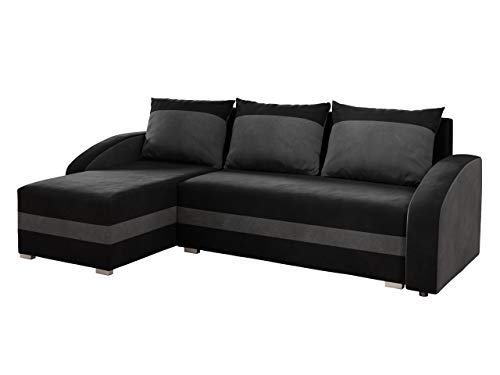 Mirjan24  Elegante Ecksofa Victor, Eckcouch mit Bettkasten und Schlaffunktion, Farbauswahl, inkl. Kissen Set, Polstersofa, Polstergarnitur, Wohnlandschaft (Suedine 1 + Suedine 1024)